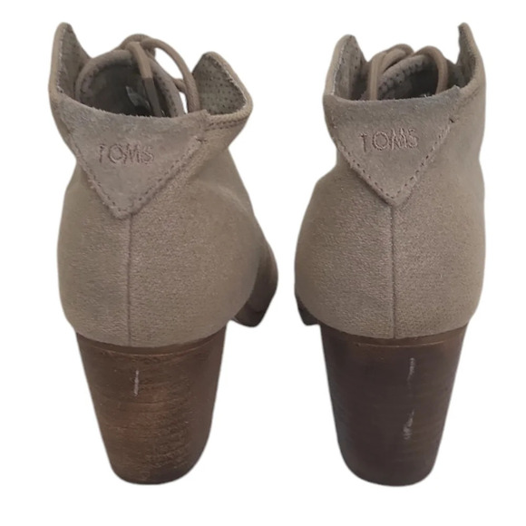 Toms Lunata Tarmac Taupe Desert Suede Ankle Bootie Lace Up - Picture 4 of 4